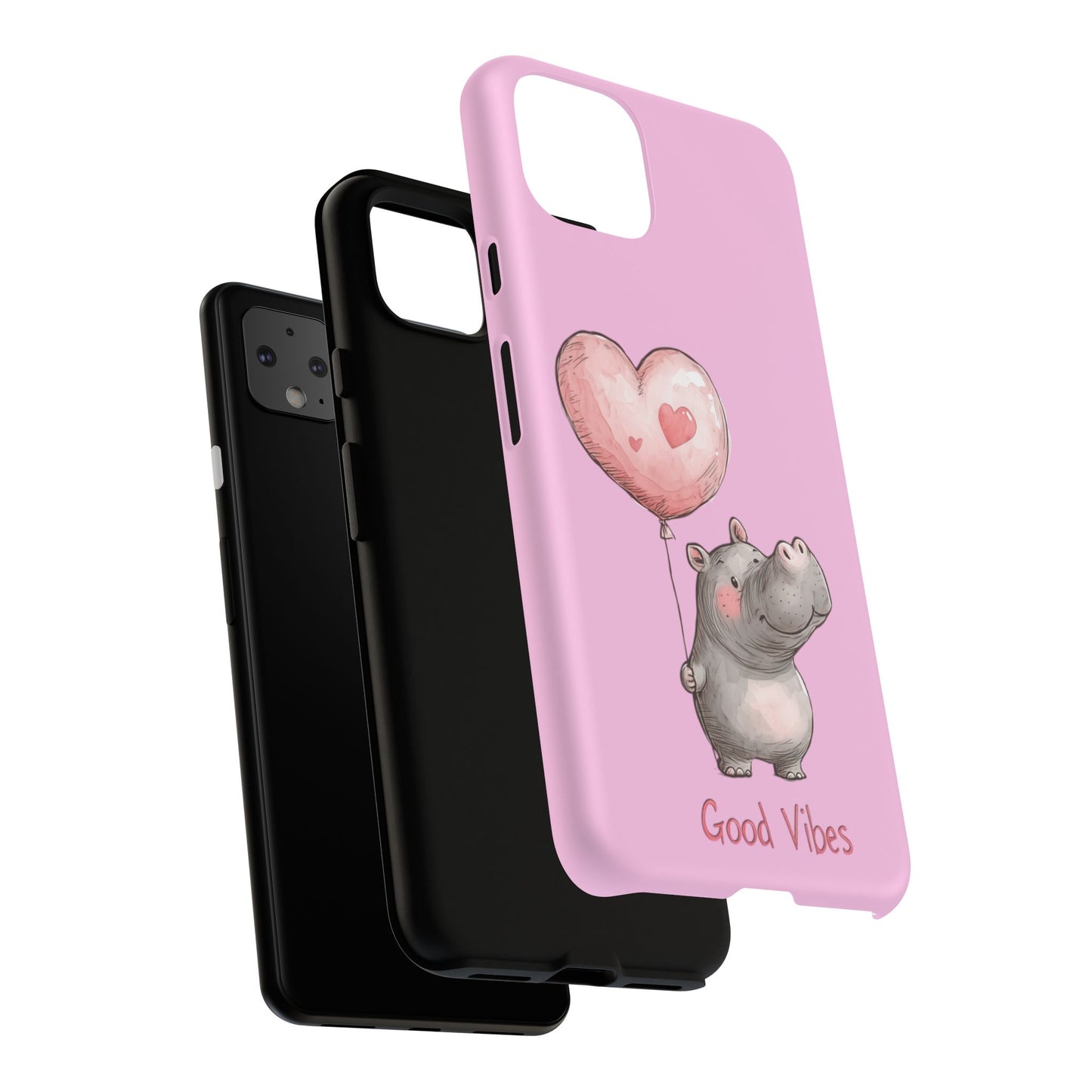 Cute Hippo Phone Case | Good Vibes, Gift for Friends, Cute Phone Accessories, Animal Lover Gift, Happy Phone Cover