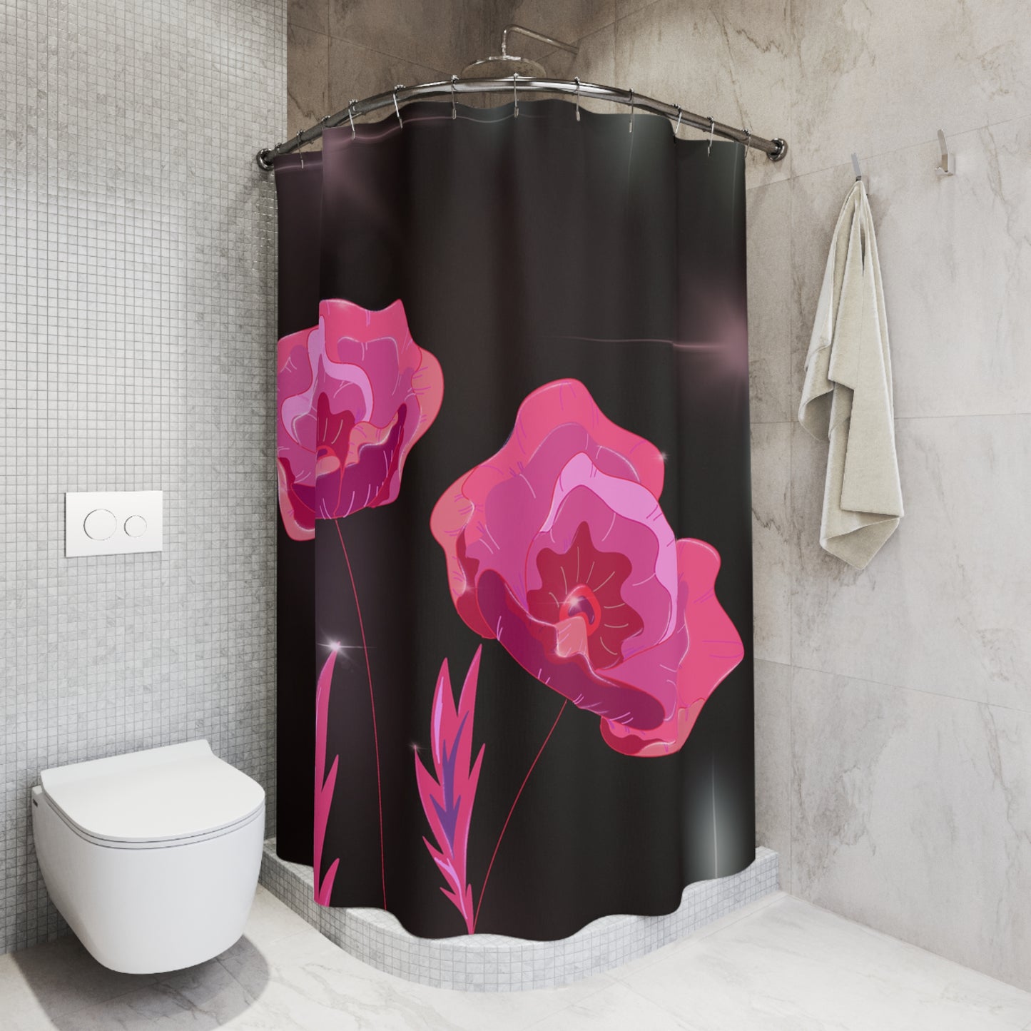 Floral Elegance Shower Curtain - Vibrant Pink Flower Design, Bathroom Decor, Gift for Her, Bathroom Accessories, Floral Home Decor