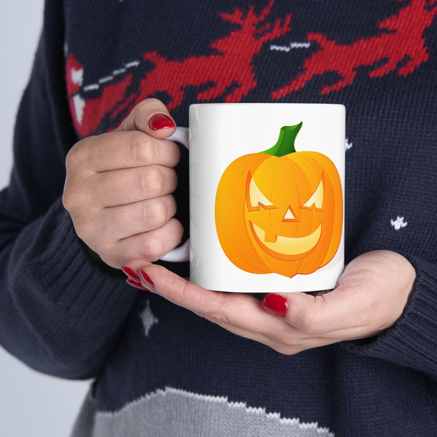 Halloween Pumpkin Mug | 11oz & 15oz Ceramic | Perfect for Fall, Cozy Drinks, Gifting