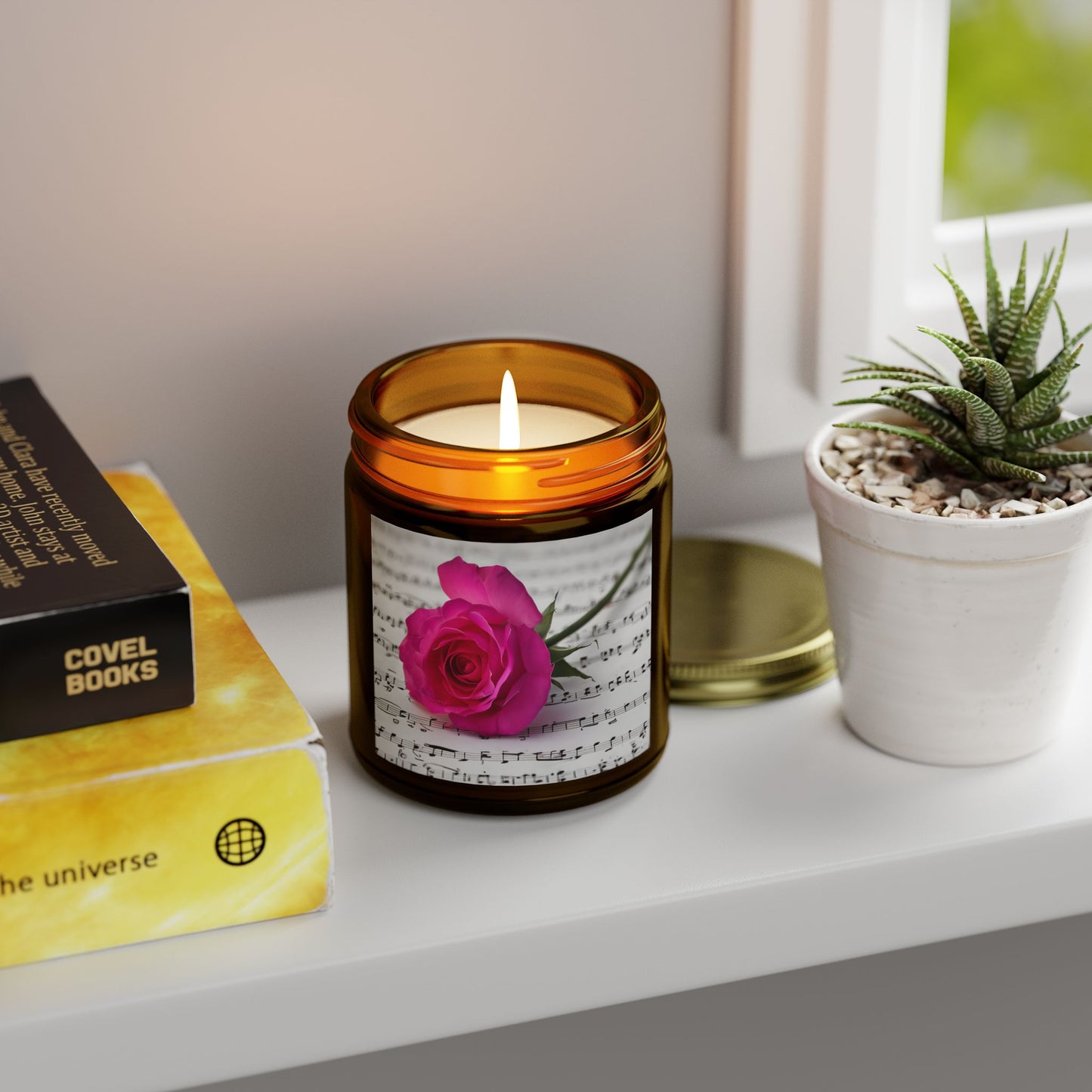 Romantic Floral Scented Candle - Coconut Apricot Wax, Rose Design, Home Decor Gift, Aromatherapy Candle, Unique Centerpiece