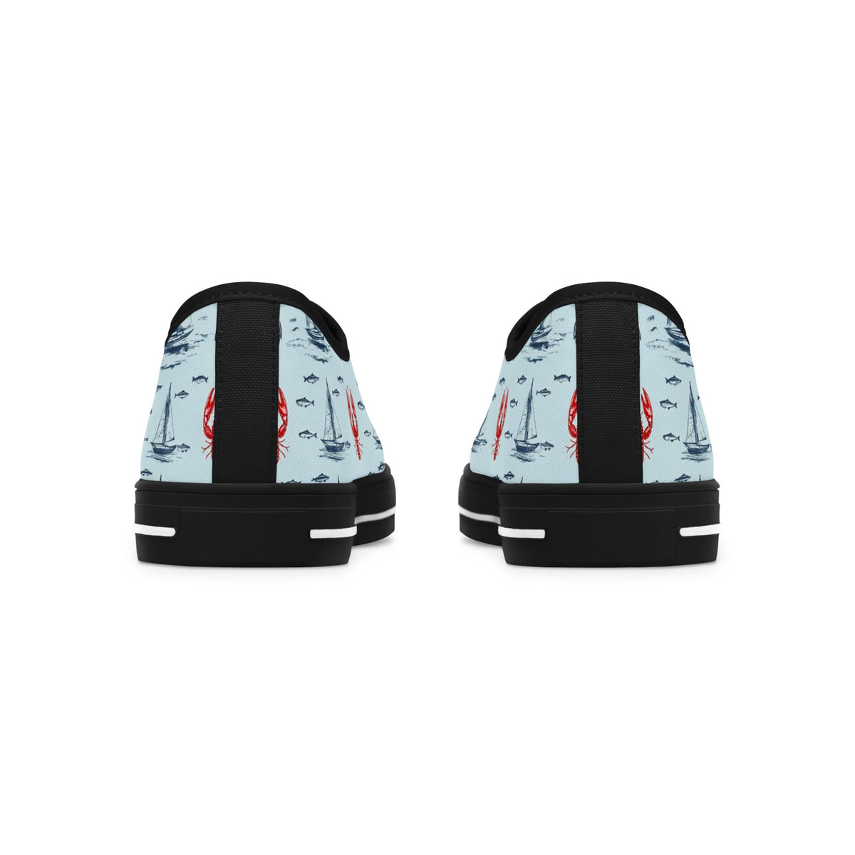 Lobster Nautical Low-Top Sneakers — Coastal Sailboat Print