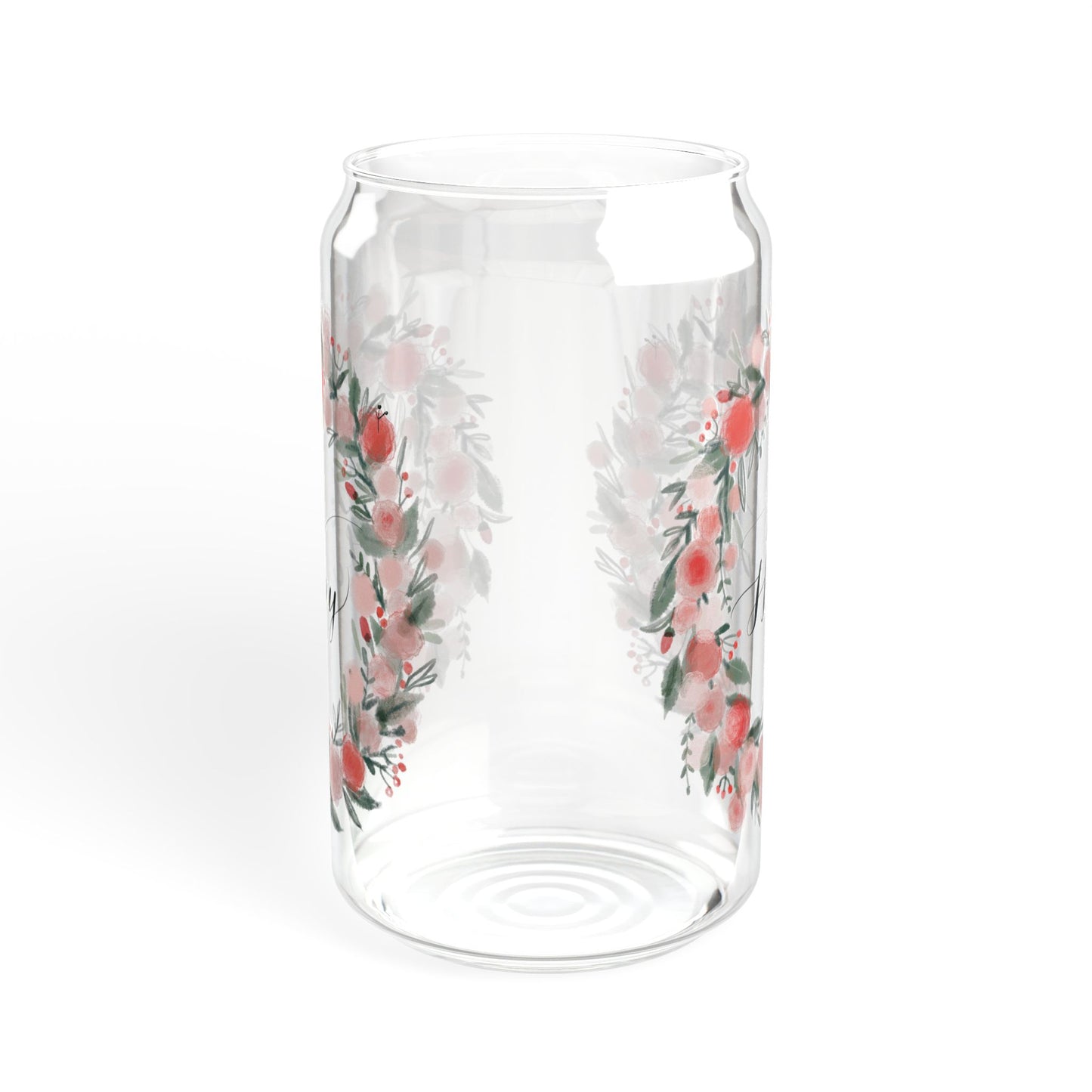 Floral Sipper Glass, 16oz - Motivational Drinkware, Perfect Gift for All Occasions, Kitchen Decor, Eco-friendly Straw Cup