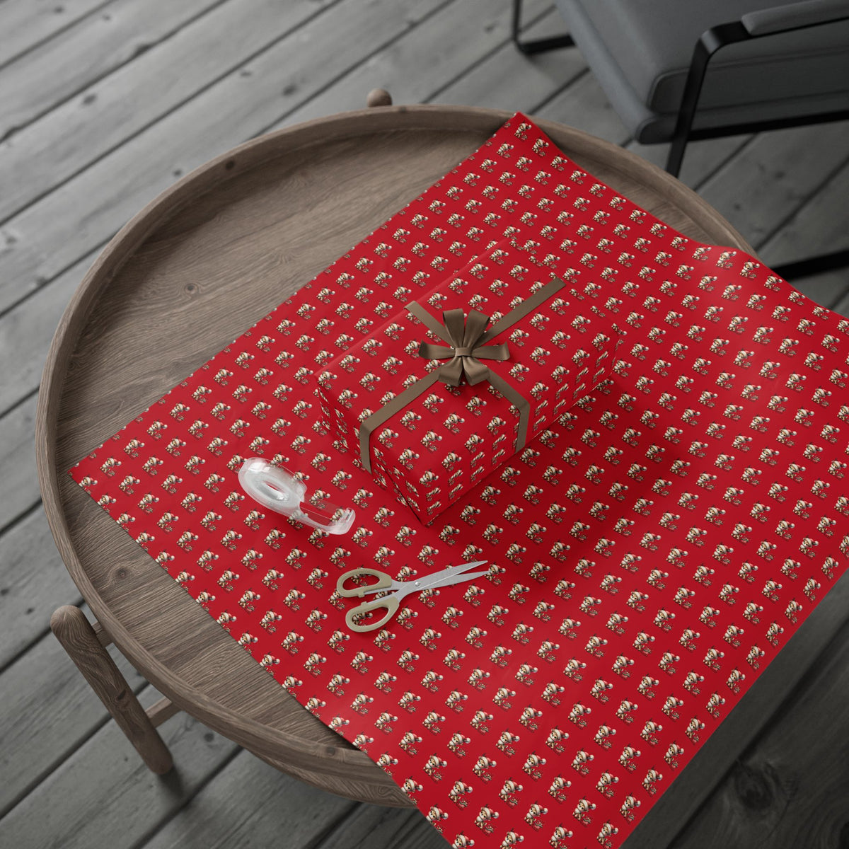 Christmas Dog Pattern Wrapping Paper – Red Holiday Gift Wrap with Cute Puppies
