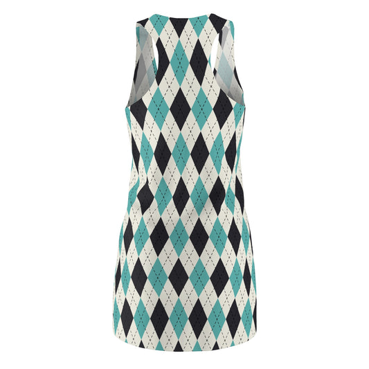 Stylish Argyle Women's Racerback Dress, Perfect for Summer, Beach, and Casual Outings, Trendy Floral Print Dress, Everyday Wear