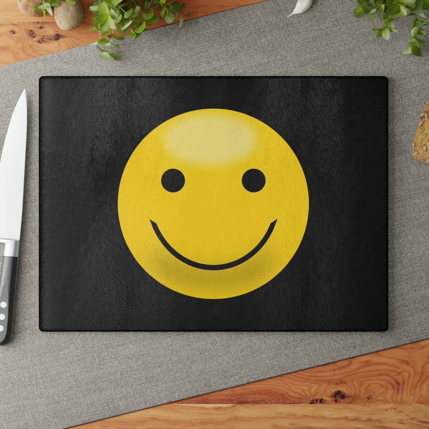 Smiley Face Glass Cutting Board, Fun Kitchen Decor, Gift for Chefs, Unique Housewarming Gift, Positive Vibes Cooking Accessory