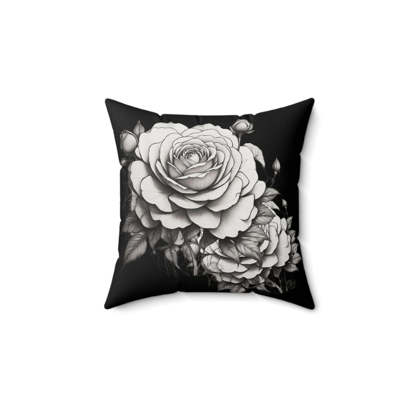Elegant Floral Decorative Pillow, Home Decor, Gift for Her, Black and White Cushion, Boho Chic Pillow