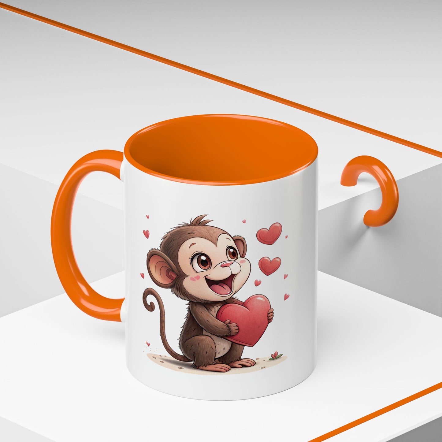 Cute Monkey Love Coffee Mug, Valentine's Gift, Animal Lover's Mug, Heartfelt Coffee Cup, Fun Kitchen Decor