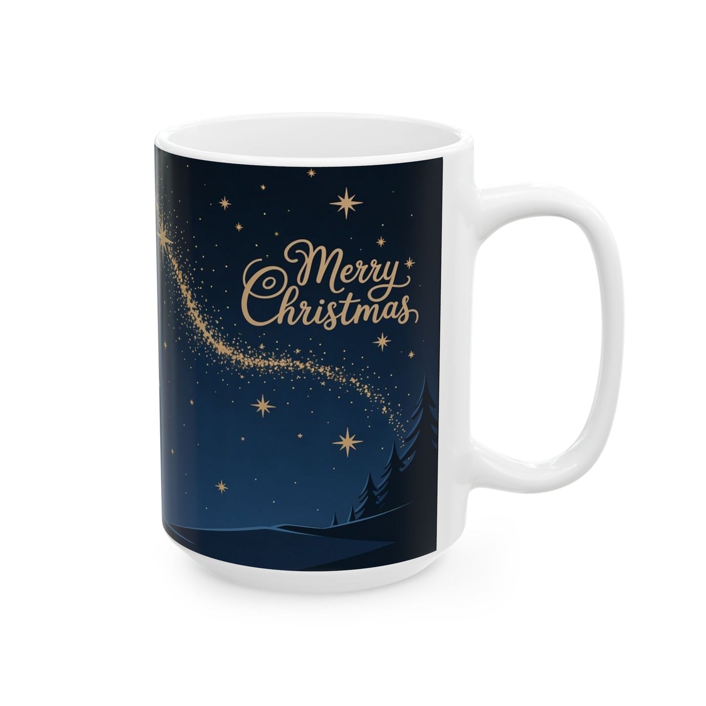 Christmas Starry Night Mug — Silhouette Parents & Child with Shooting Star (11oz/15oz)