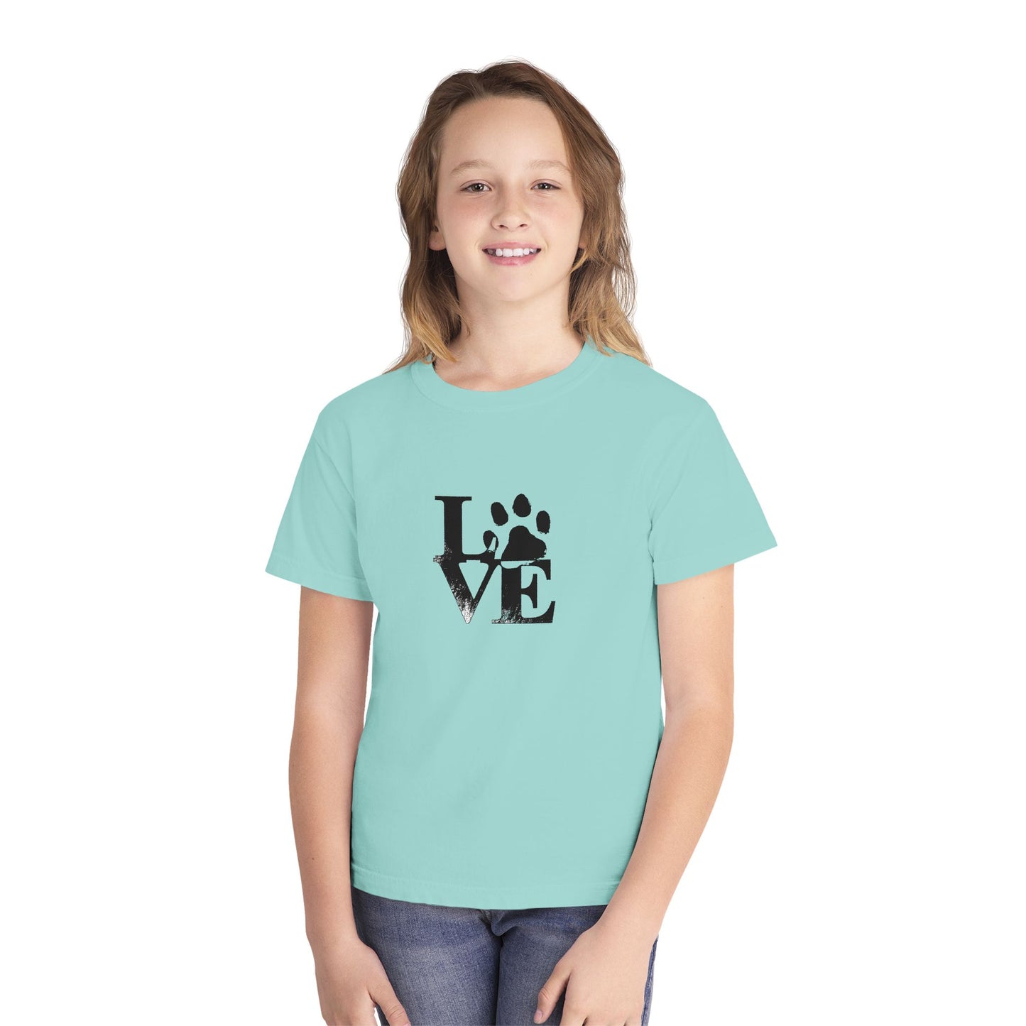 Youth Love Paw Tee - Perfect for Pet Lovers, Gifts for Kids, Animal Lovers, Birthday or Holiday Gift, Cute Casual Wear