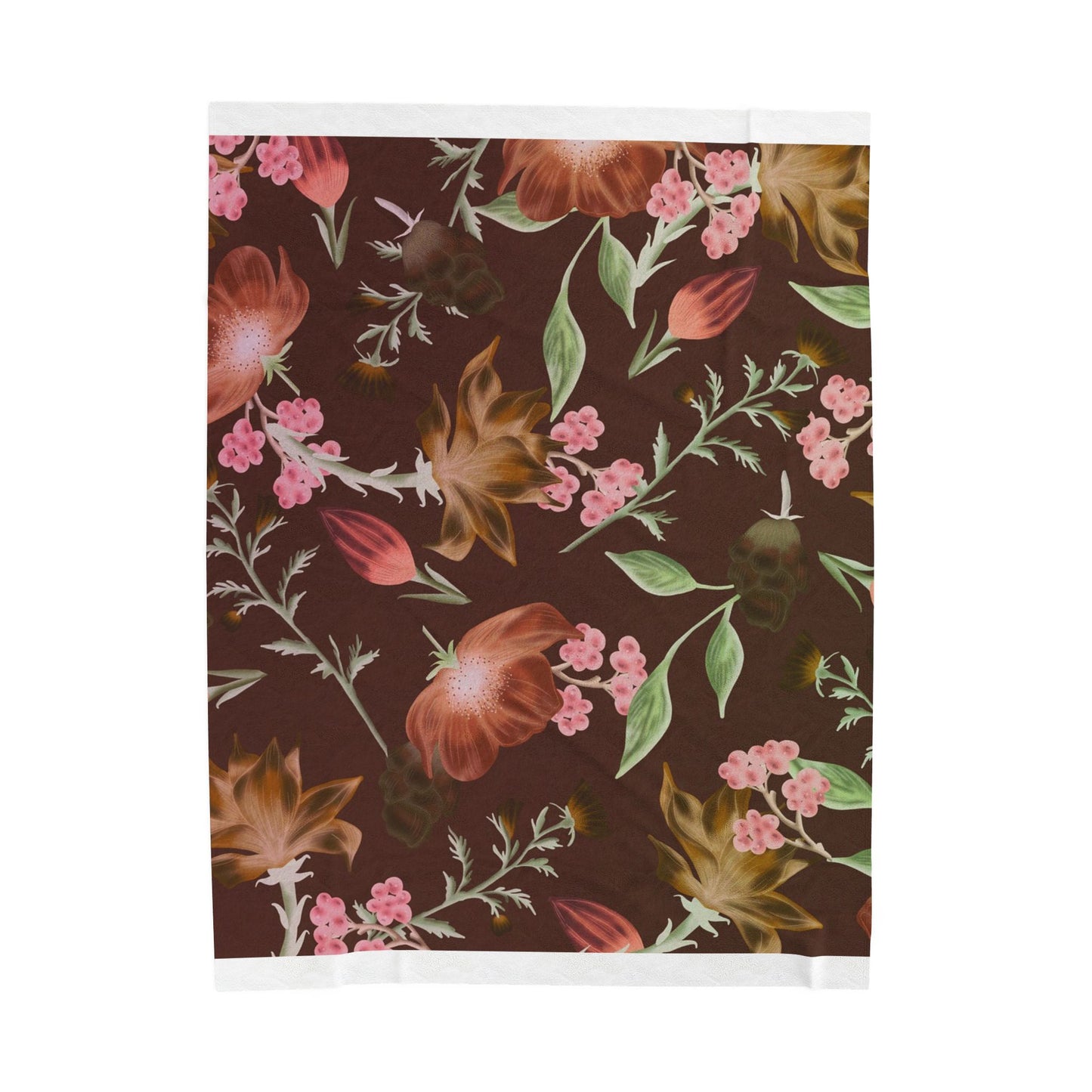Floral Skull Velveteen Blanket, Cozy Throw, Living Room Decor, Gift for Her, Soft Bedding, Boho Home Accent