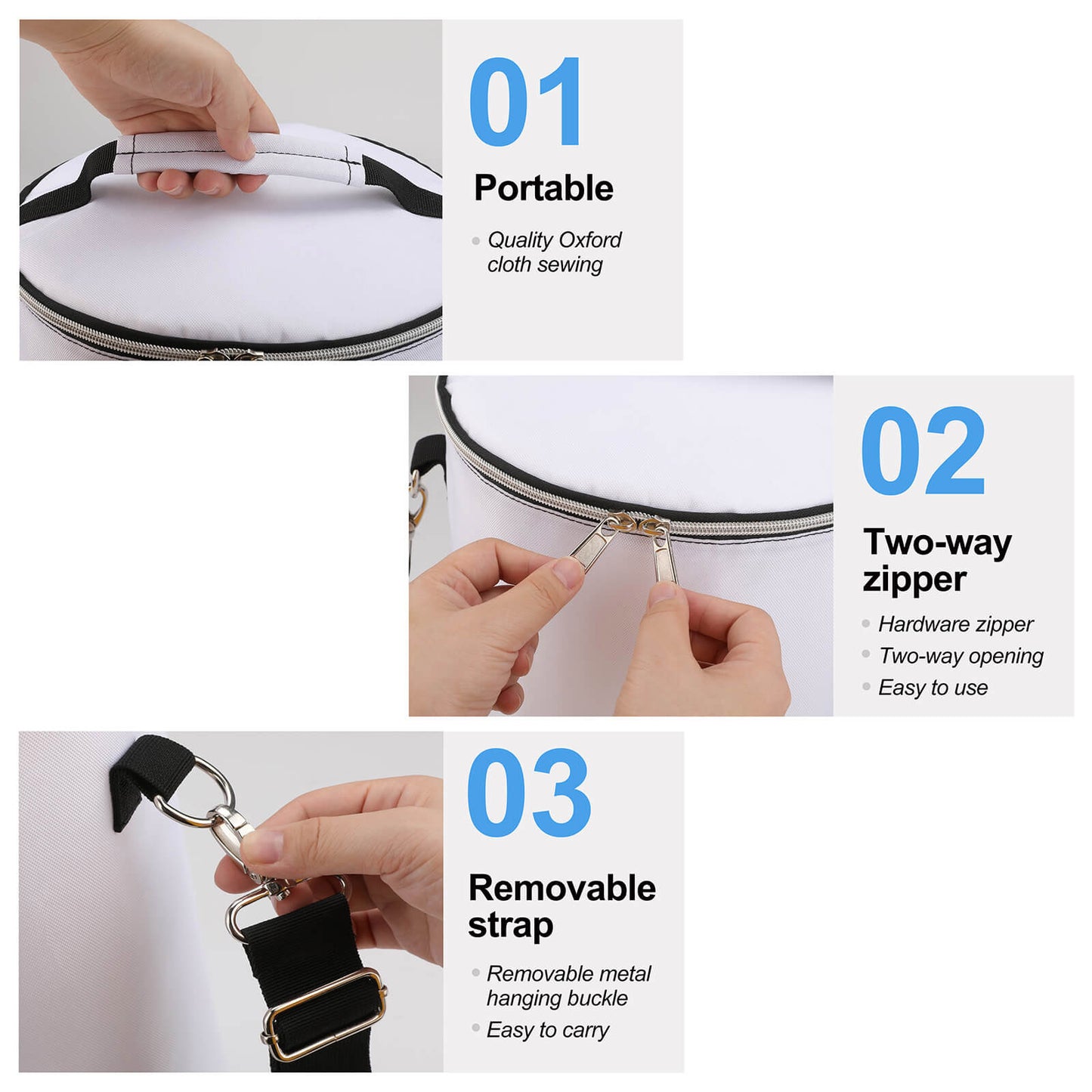 Round Collapsible Insulated Cooler Bag with Shoulder Strap A018 (All-Over Printing)