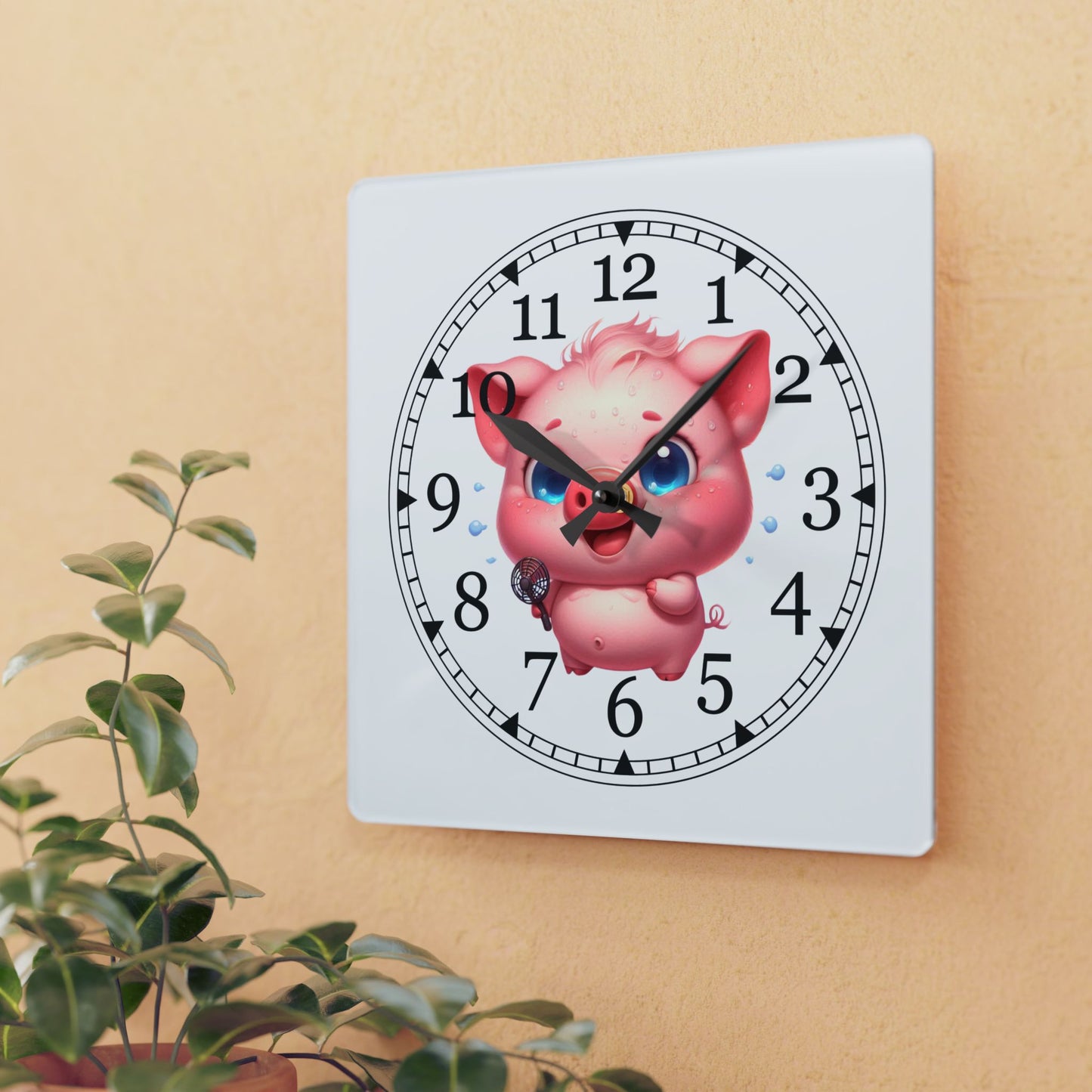 Cute Cartoon Acrylic Wall Clock, Adorable Decor for Kids Room, Fun Wall Art, Gift for Birthdays and Holidays, Nursery Wall Clock