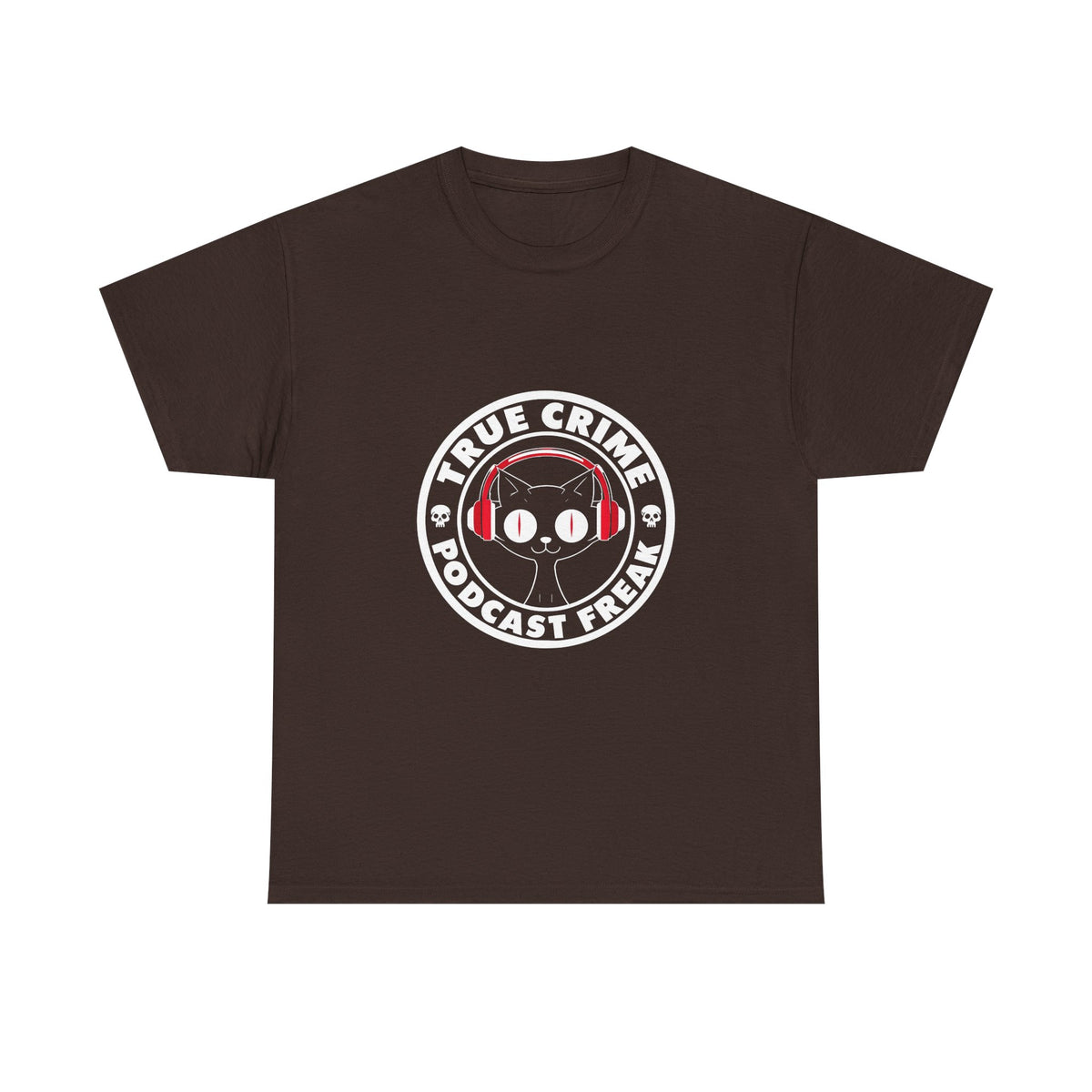 True Crime Podcast Tee — Cat with Headphones Logo