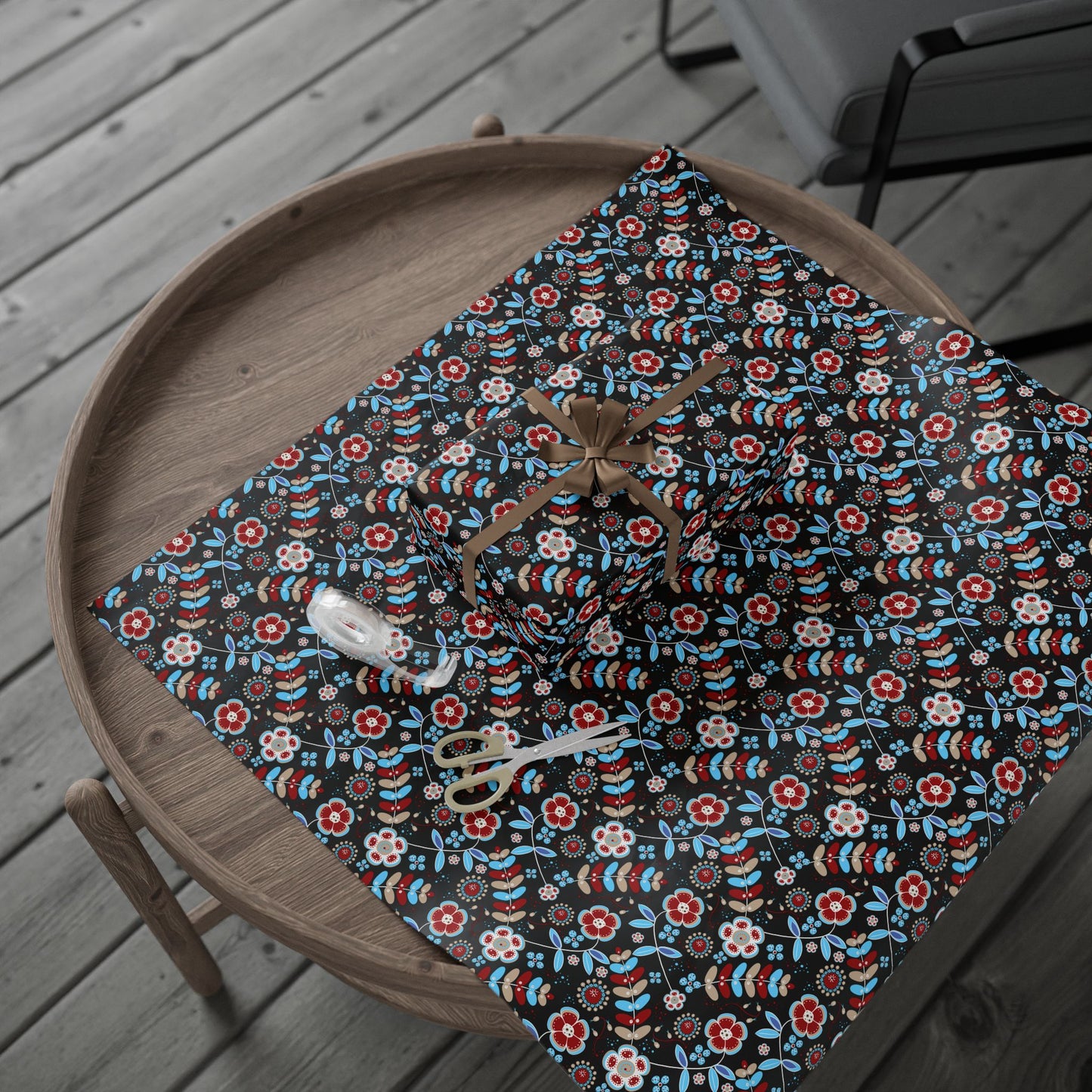 Festive Wrapping Paper Roll, Colorful Floral Gift Wrap for Holidays, Birthdays, Special Occasions, Unique Christmas Gift Wrap