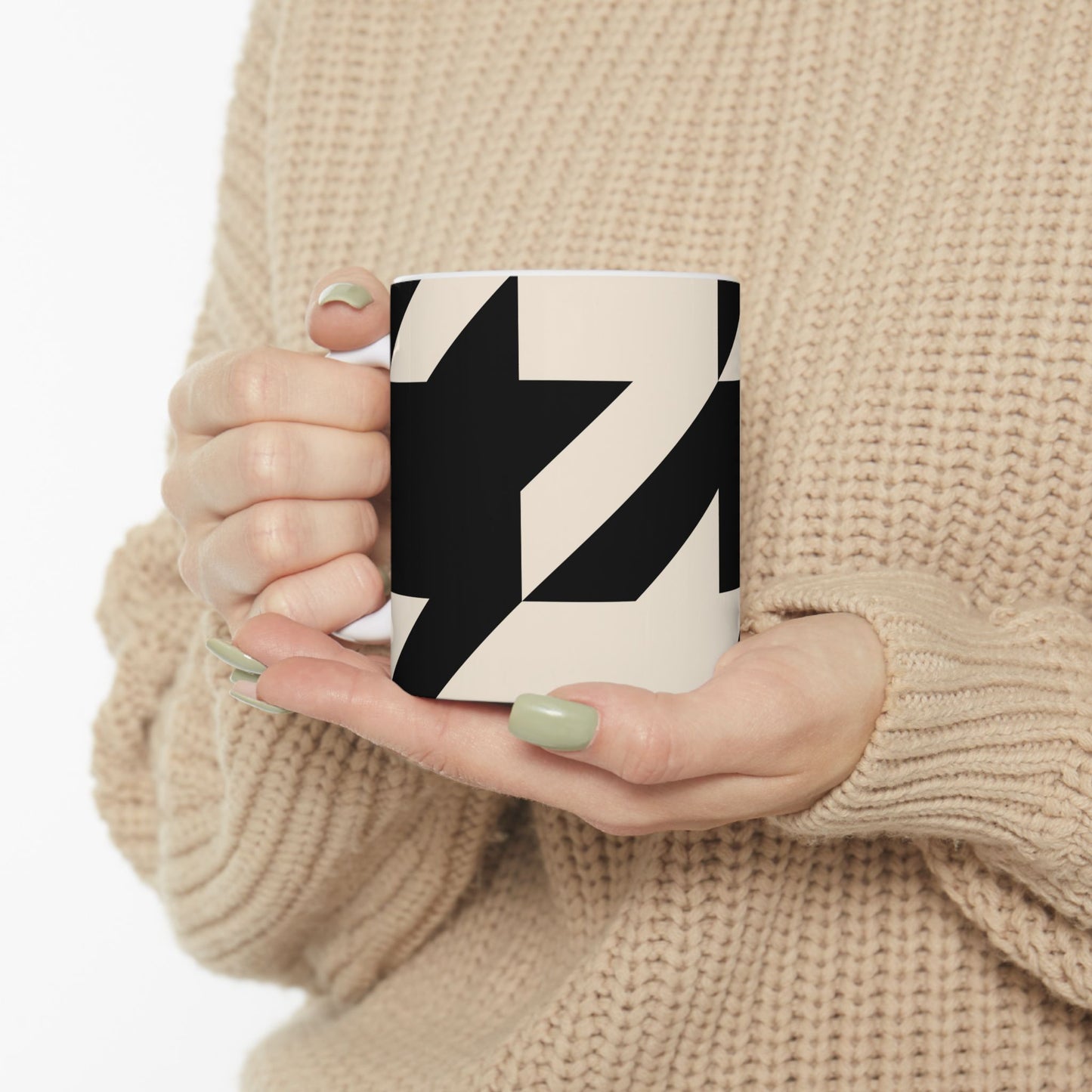 Modern Geometric Ceramic Mug, Stylish Coffee Cup, Gift for Her, Office Decor, Unique Kitchenware, Contemporary Design