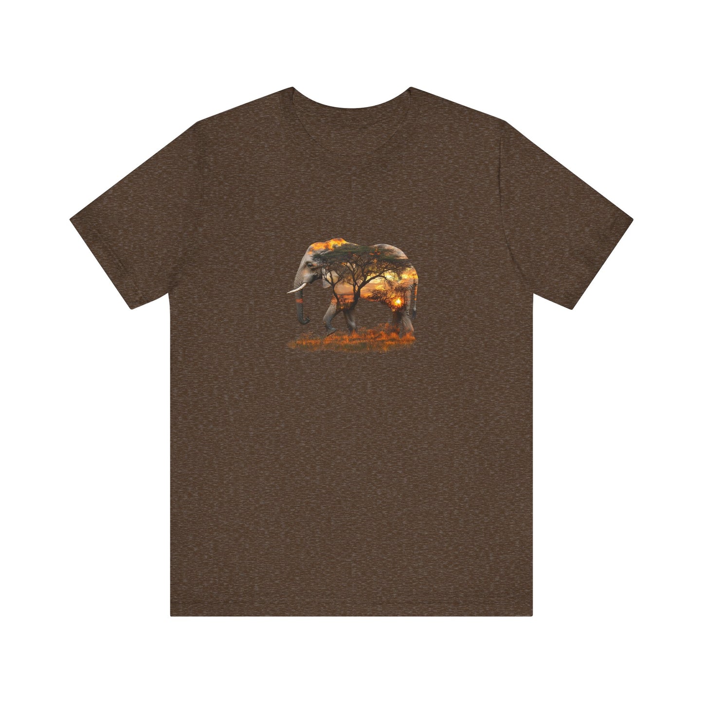 Elephant Sunset Unisex Jersey Tee, Nature Lover Shirt, Animal Print T-Shirt, Gift for Wildlife Enthusiasts, Eco-Friendly Fashion