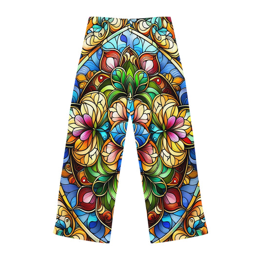Vibrant Floral Women's Pajama Pants, Bohemian Sleepwear