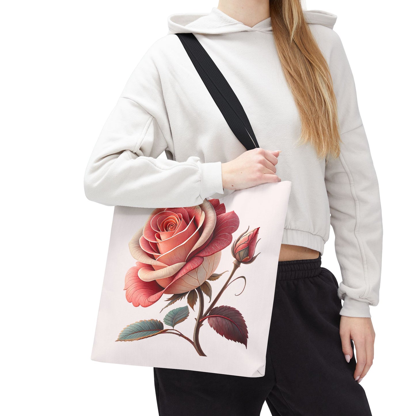 Romantic Floral Tote Bag, Rose Design, Chic Bag, Stylish Carryall, Perfect Gift for Her, Everyday Use, Eco-Friendly