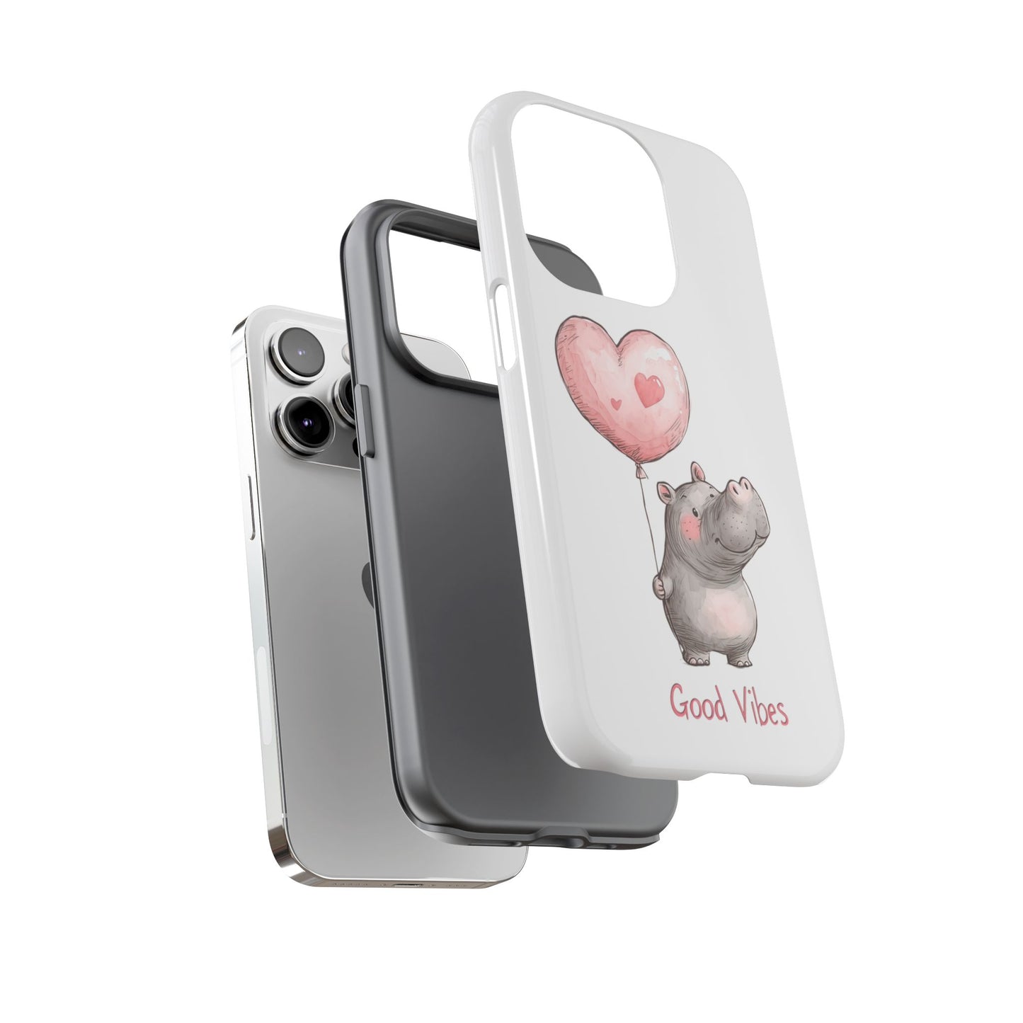 Cute Hippo Phone Case - Good Vibes Design, Animal Lover Gift, Fun Accessory, Birthday Present, Phone Accessories