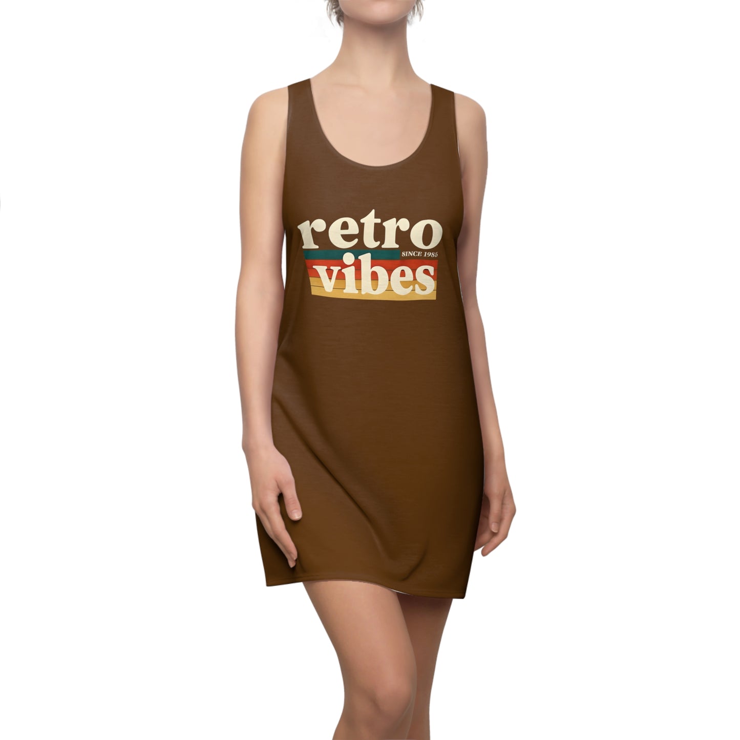 Retro Vibes Women's Racerback Dress, Casual Summer Dress, Boho Chic Dress, Vintage Inspired Apparel, Perfect for Festivals, Great Gift Idea