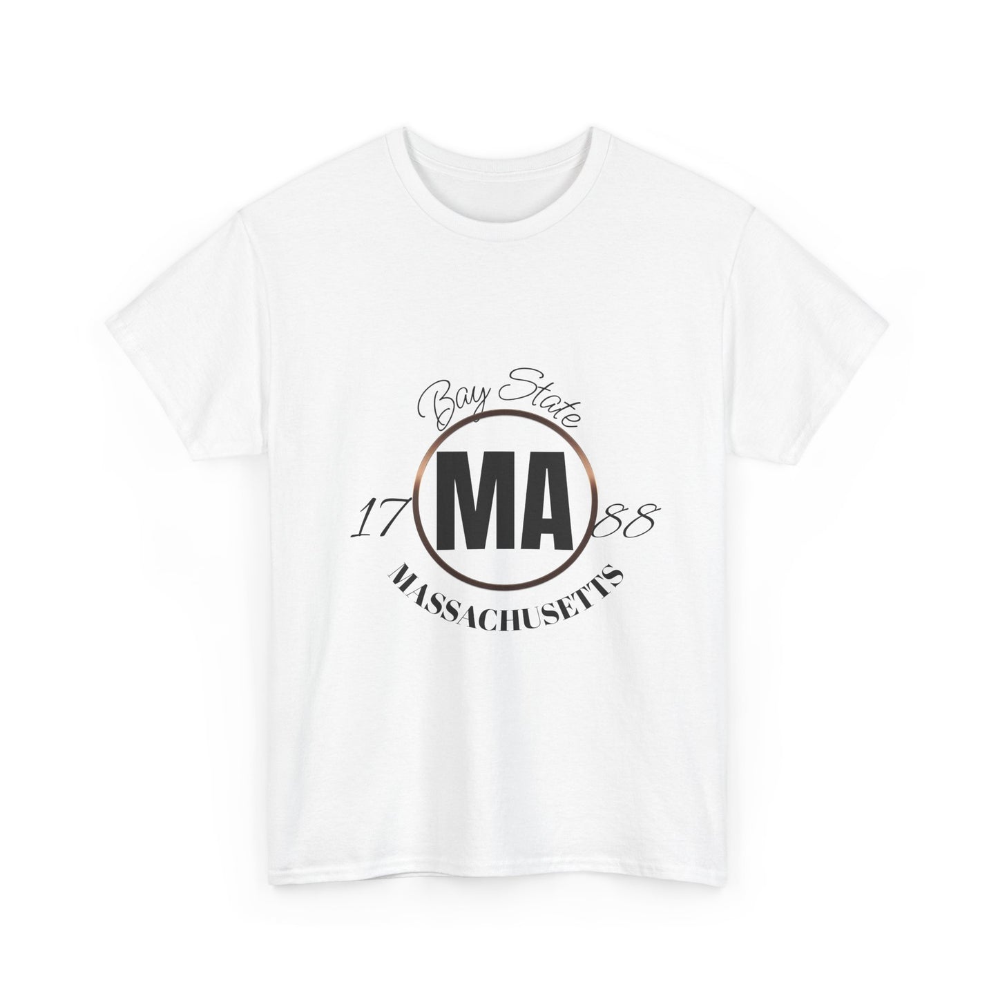 Unisex Heavy Cotton Tee with Massachusetts Design, Casual Wear, Gift for Him/Her, Travel Souvenir, Vintage Style