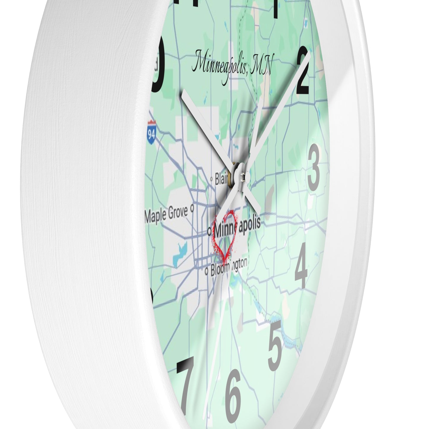 Personalized Map Wall Clock, Custom Home Decor, Minneapolis Gift, Modern Clock, Unique Housewarming, Wall Art, Office Decor