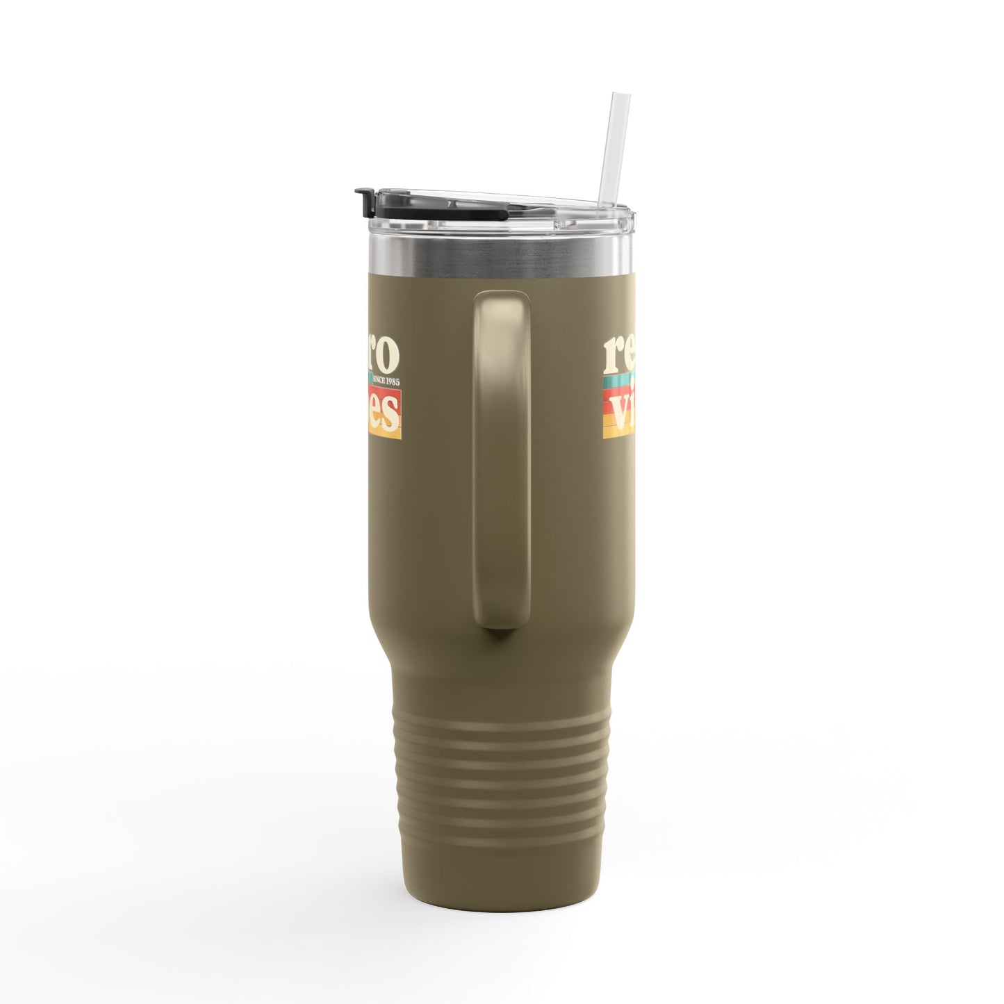 Retro Vibes Insulated 40oz Travel Mug | Fun Travel Cup for Coffee Lovers, Perfect for Road Trips, Picnics, Gifts