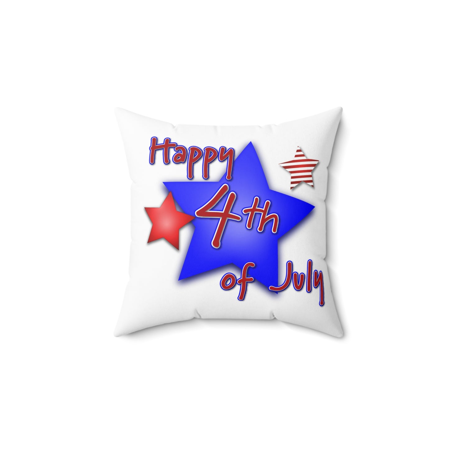 Spun Polyester Square Pillow Red White and Blue Happy 4th of July