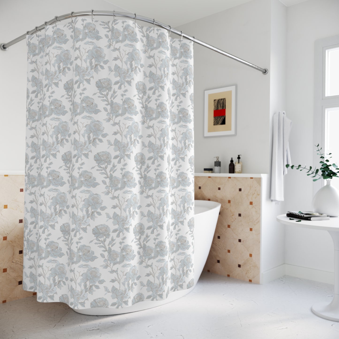 Floral Shower Curtain, Elegant Bathroom Decor