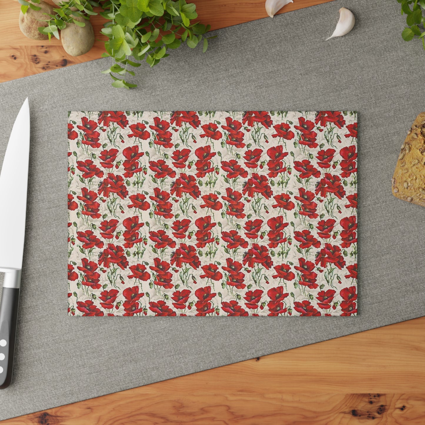 Elegant Floral Glass Cutting Board, Kitchen Decor, Gift for Cooks, Wedding Gift, Housewarming, Mother's Day