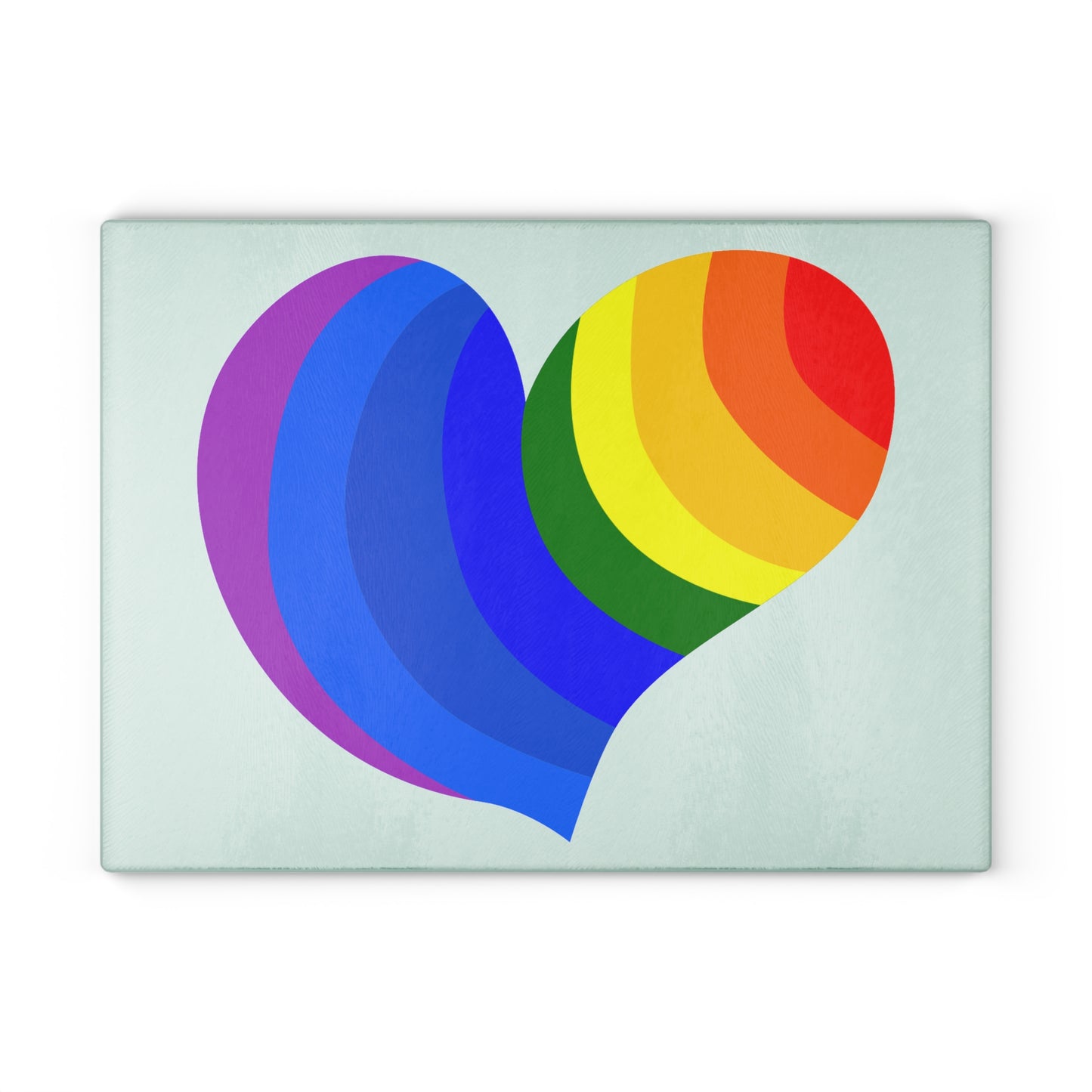Colorful Heart Glass Cutting Board | LGBTQ+ Decor, Kitchen Gift, Rainbow Home Accent, Wedding Shower Gift, Charcuterie Board