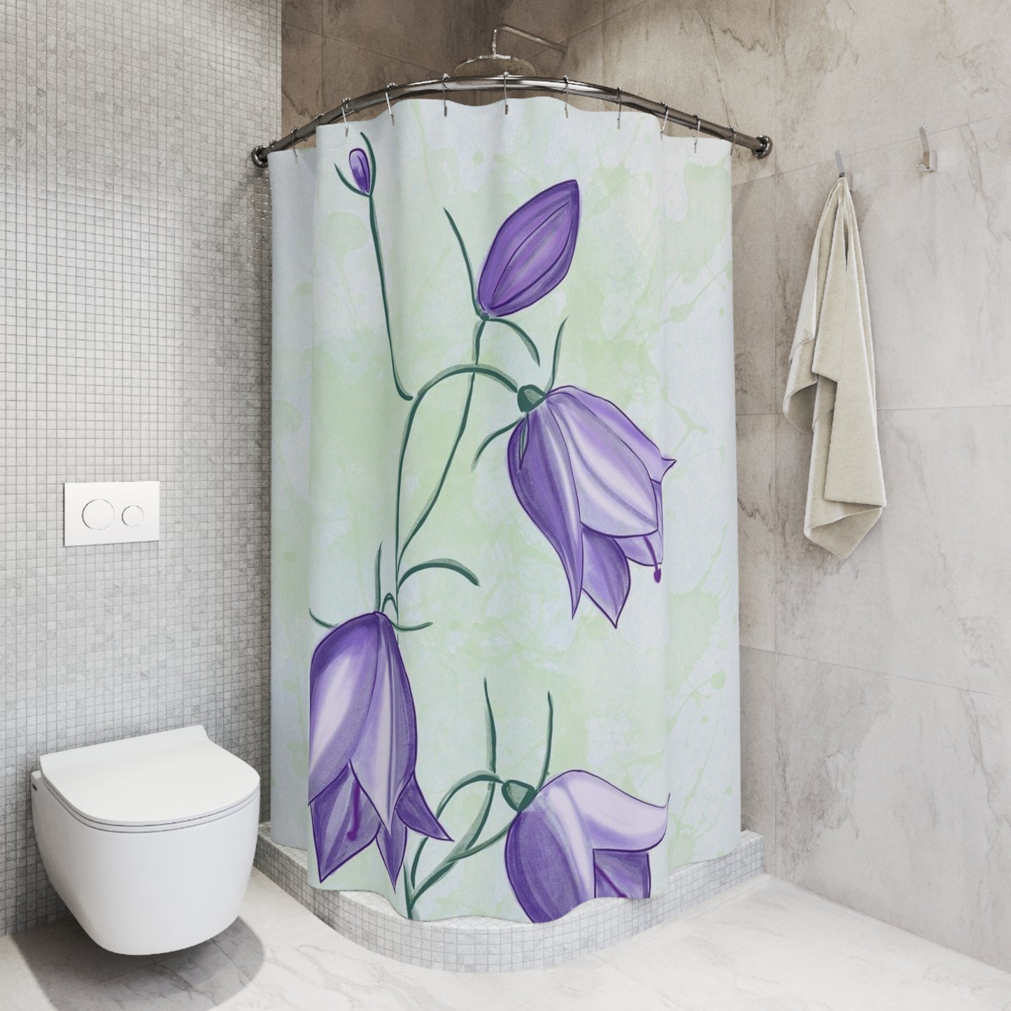Elegant Floral Shower Curtains for Home Decor, Purple Flower Bathroom Accessories, Boho Chic Decor, Nature-Inspired Gifts, Springtime Vibes