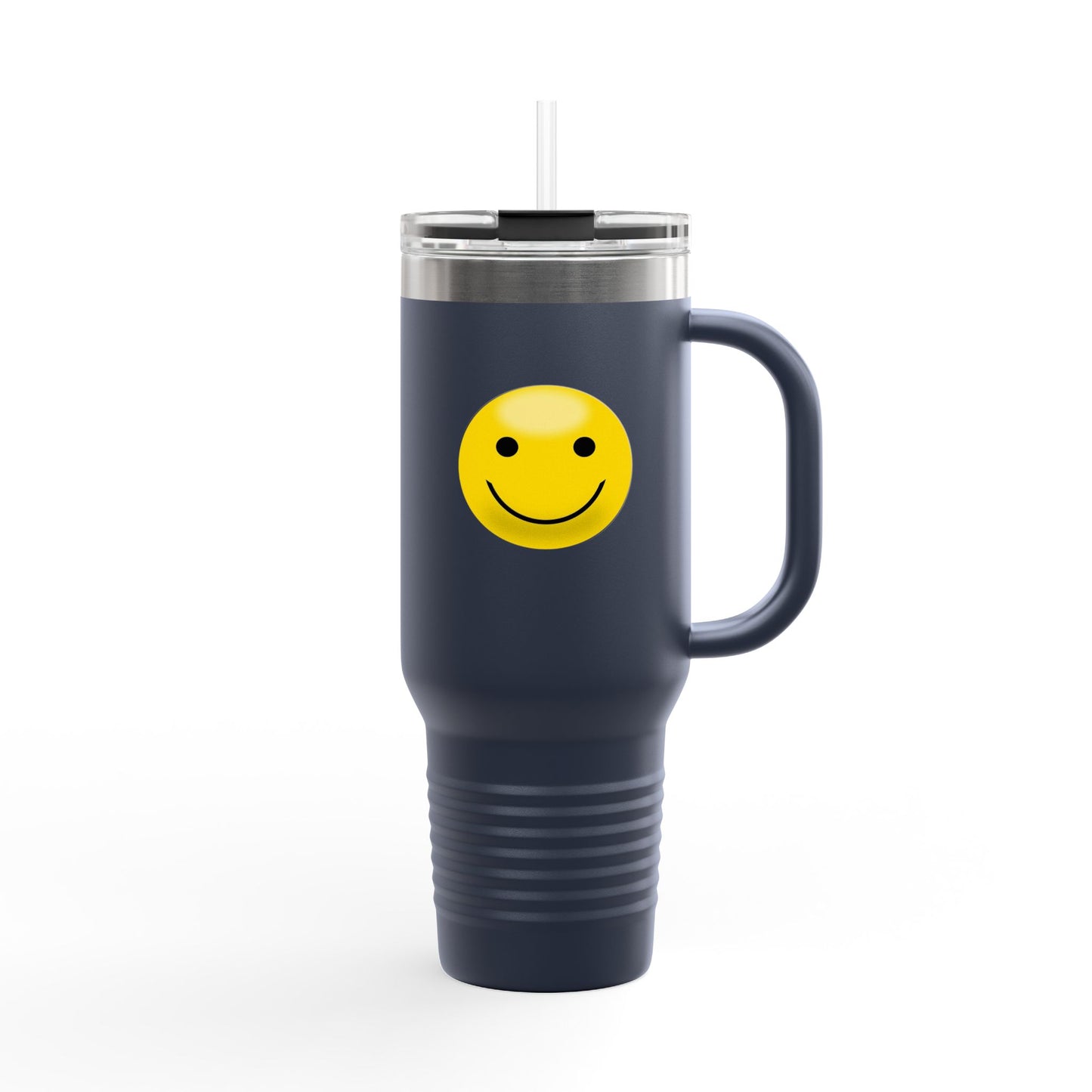 Smiley Face Insulated Travel Mug | 40oz Large Cup for Hot/Cold Beverages | Perfect for Travel & Gifting