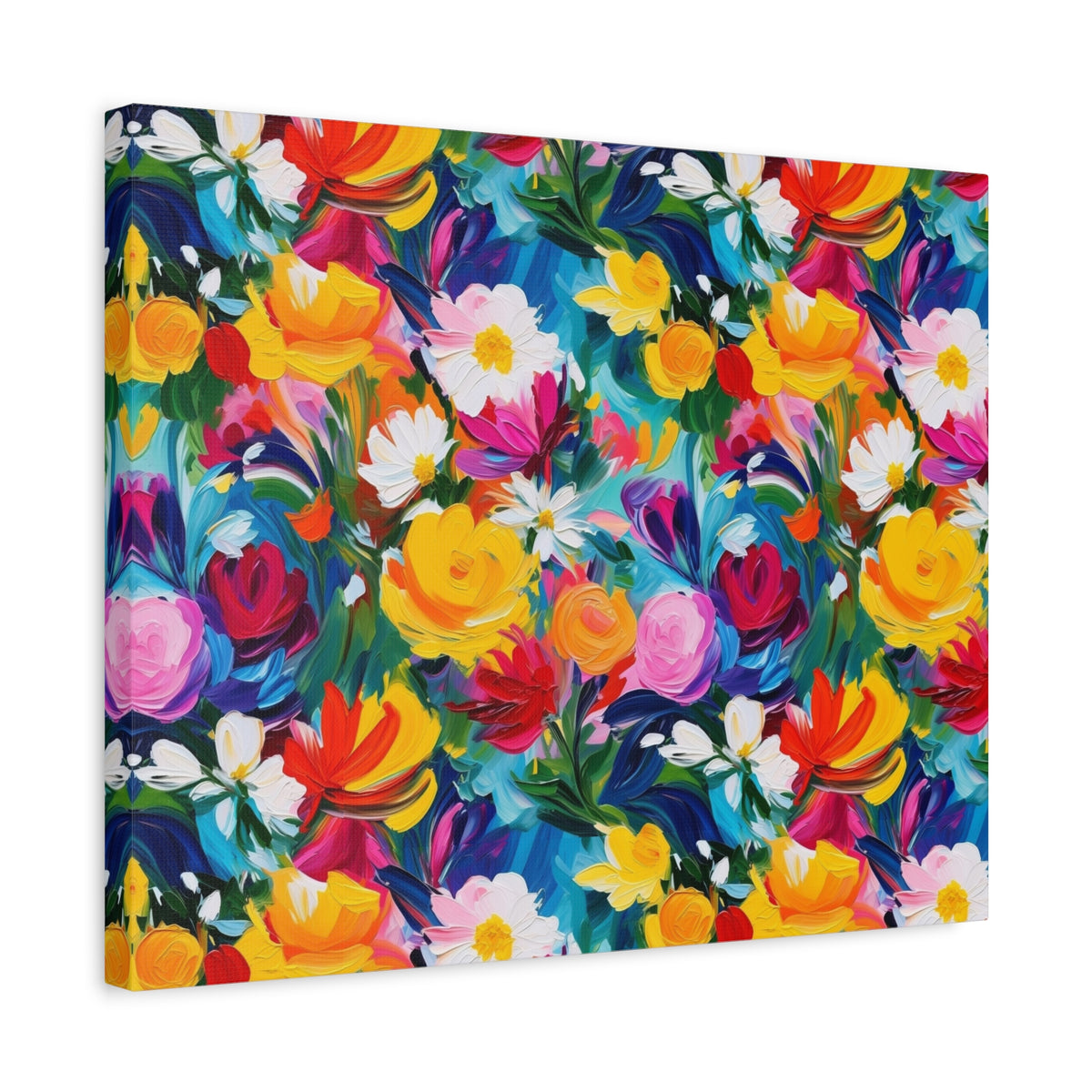 Vibrant Floral Matte Canvas Wall Art — Colorful Garden Print, Stretched 1.25"