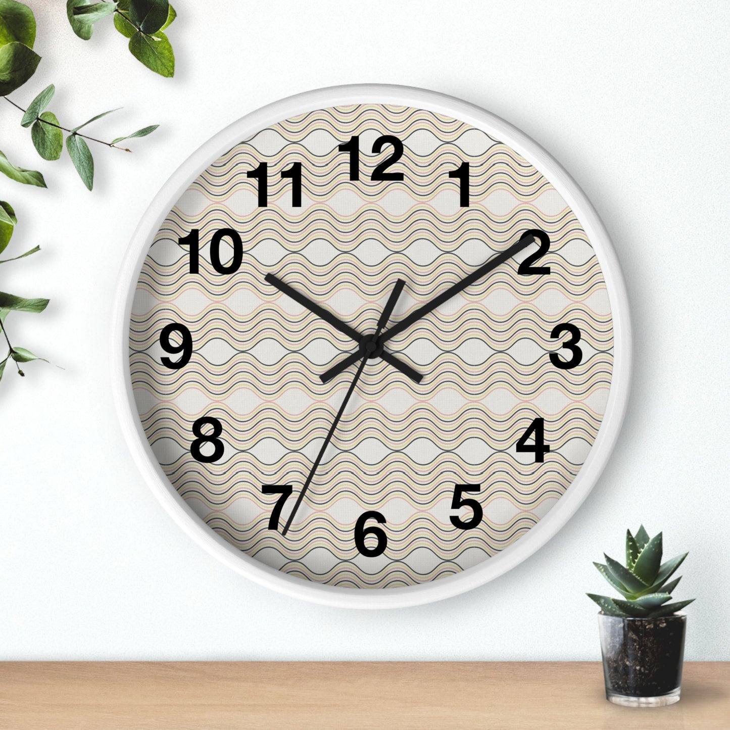 Modern Wave Pattern Wall Clock, Home Decor, Unique Gift, Coastal Vibes, Timepiece, Minimalist Design, Office Decor