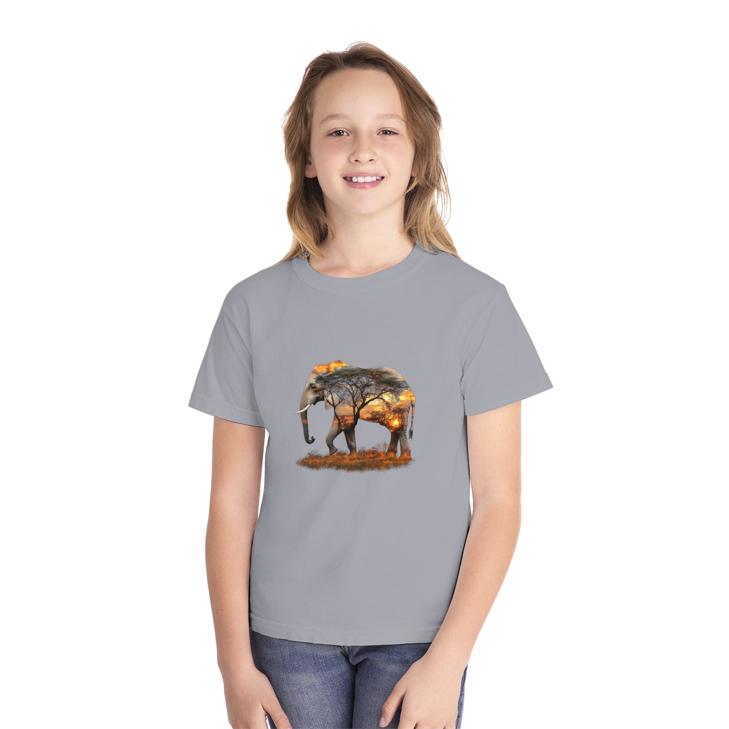 Elephant Silhouette Youth Tee | Nature Lover Shirt, Kids Wildlife Gift, Eco-Friendly Apparel, Safari Theme Tee, Adventure Clothing