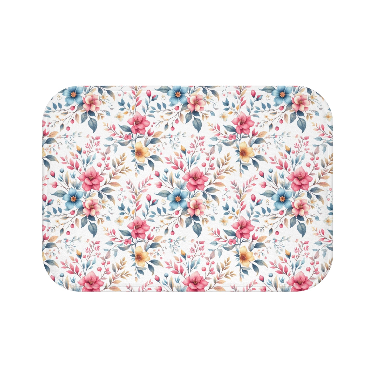 Floral Bath Mat - Cozy Home Decor, Bathroom Accessory, Gift for Her, Flower Pattern Rug, Spring Decor