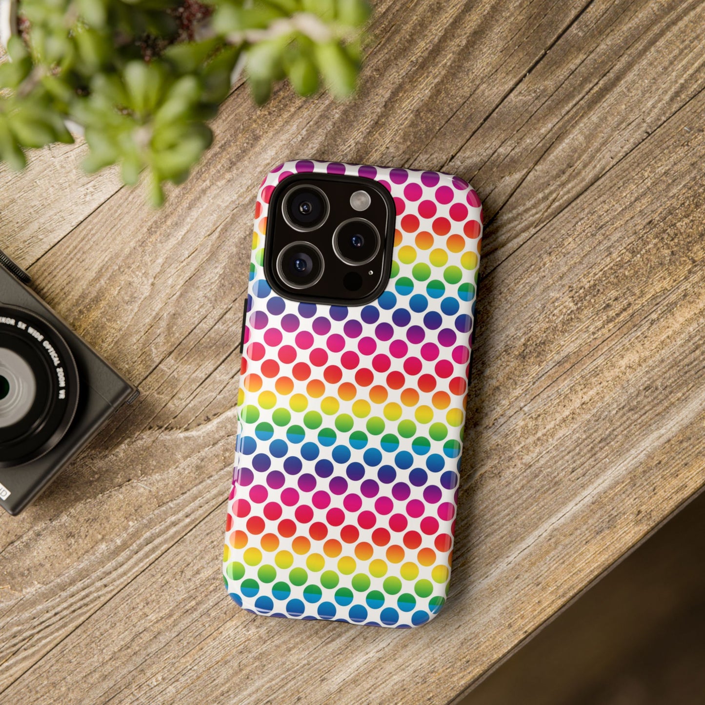 Rainbow Dot Phone Case, Colorful Phone Cover, Fun Phone Accessory, Gift for Friends, Trendy Mobile Case