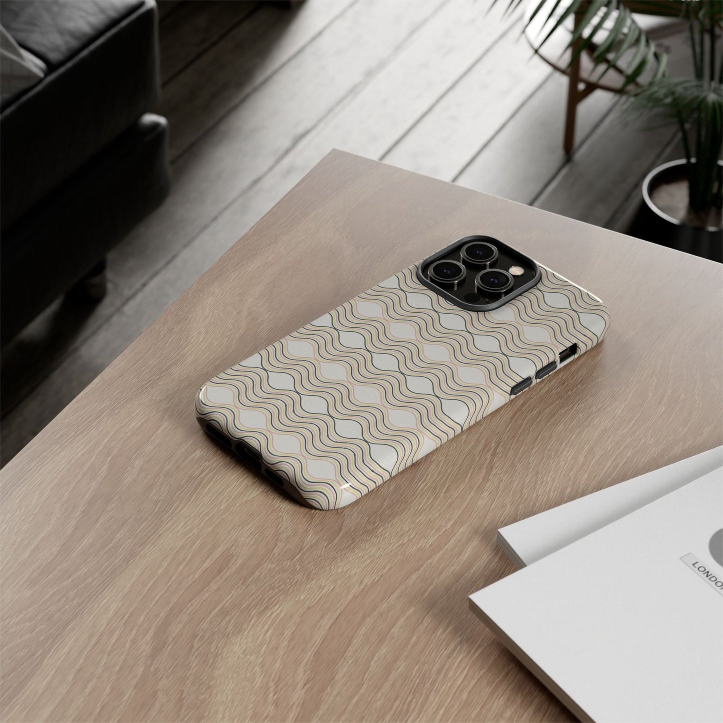 Stylish Phone Case for Tough Protection, Wavy Design, Chic Accessory, Gift for Her, Trendy Tech, Holiday Gift Idea