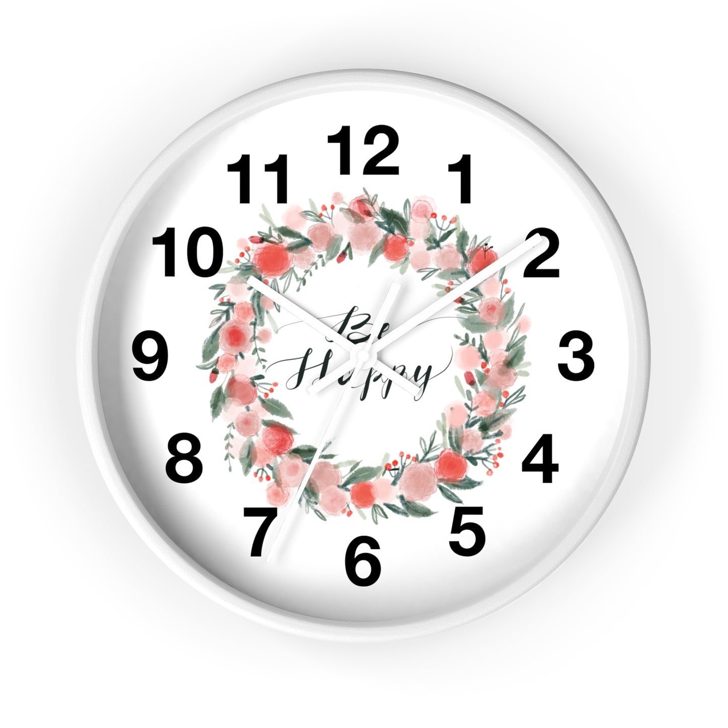 Floral Motivational Wall Clock | Home Decor | Gift for Her | Positive Quote Decor | Pink Wreath Design | Living Room Decor