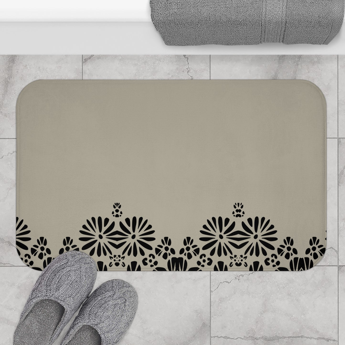 Floral Elegance Bath Mat - Chic Bathroom Decor, Home Spa Essentials, Gift for Her, Modern Design, Cozy Comfort