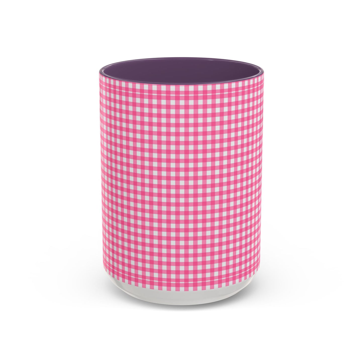 Pink Gingham Accent Coffee Mug, Cute Kitchen Decor, Gift for Coffee Lovers, Home Office Mug, Spring and Summer Vibes