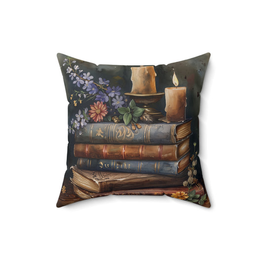 Cozy Bookish Pillow, Floral Decorative Cushion for Home, Reading Nook Accent, Book Lover Gift, Vintage Style Room Decor