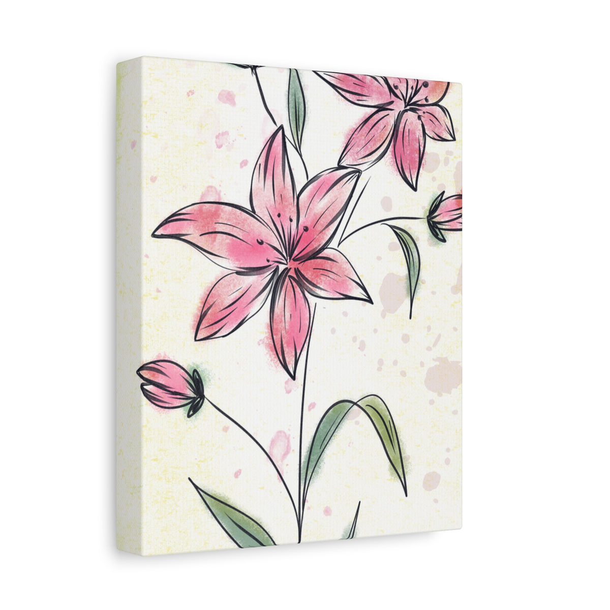 Matte Canvas, Stretched, 1.25" Tulips Pink Flowers
