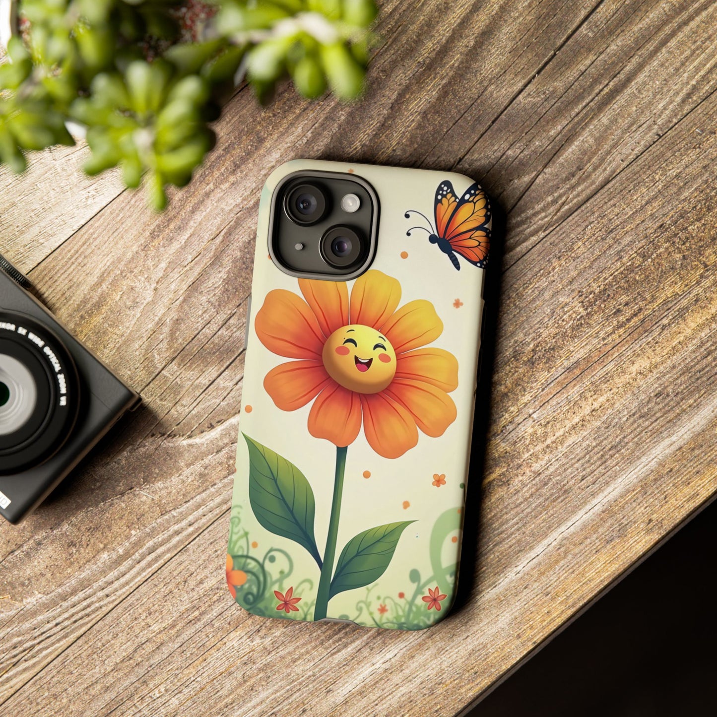 Floral Phone Case with Butterfly Design, Cute Flower Phone Cover for Nature Lovers, Eco-Friendly Gift, Spring Vibes, Birthday Present