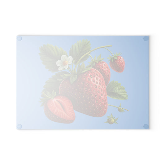 Strawberry Glass Cutting Board, Kitchen Decor, Farmhouse Style, Gift for Chefs
