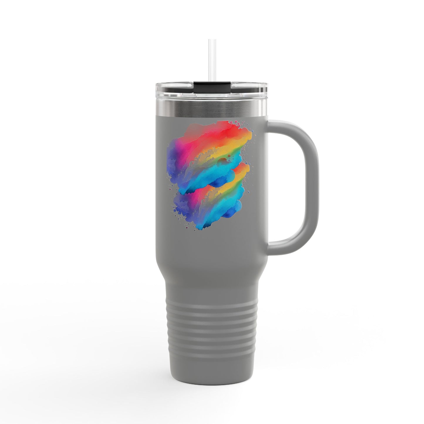 Vibrant Rainbow Insulated Travel Mug | 40oz Leakproof Drinkware for Road Trips, Gifts, Outdoor Adventures, Pride Events, Summer Outings