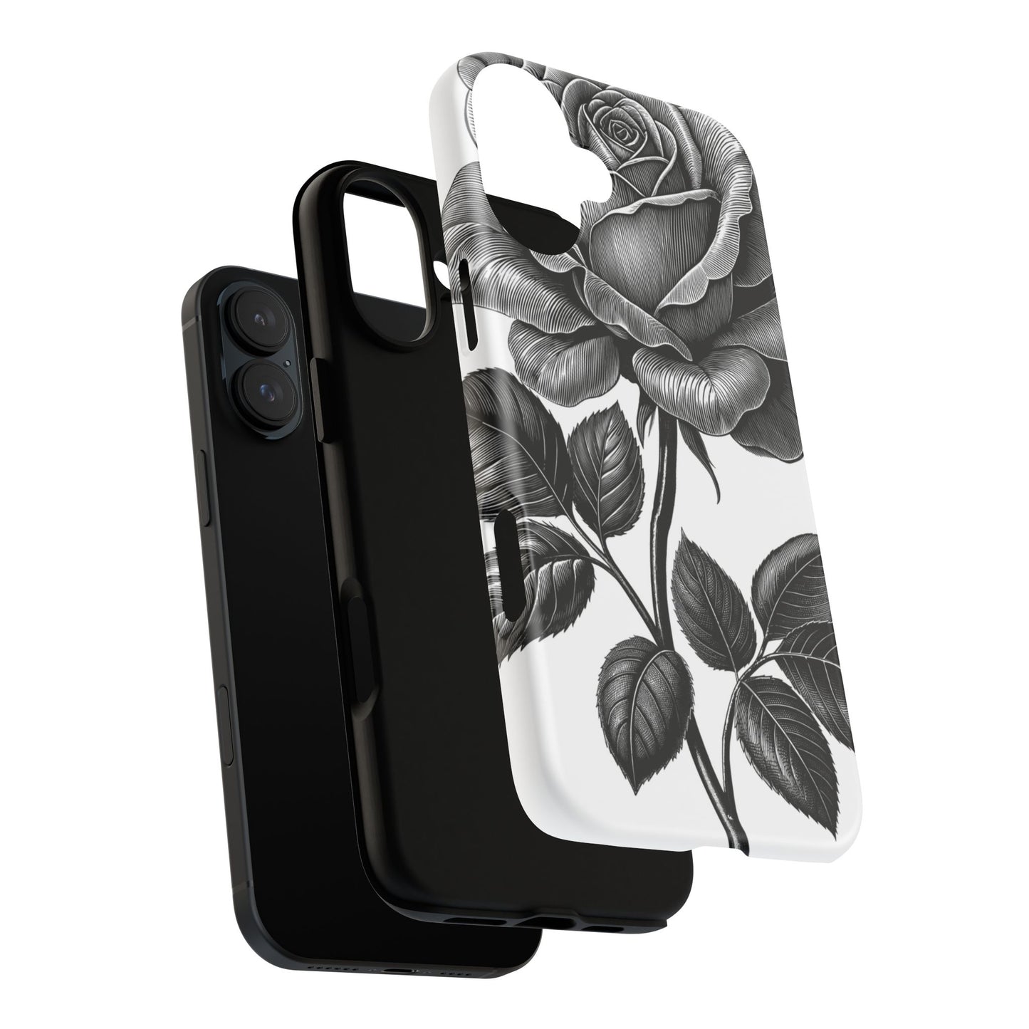 Elegant Floral Phone Case - Tough Cases, Black Rose Design, Floral Phone Cover, Stylish Phone Accessory, Gift for Her, Mother's Day