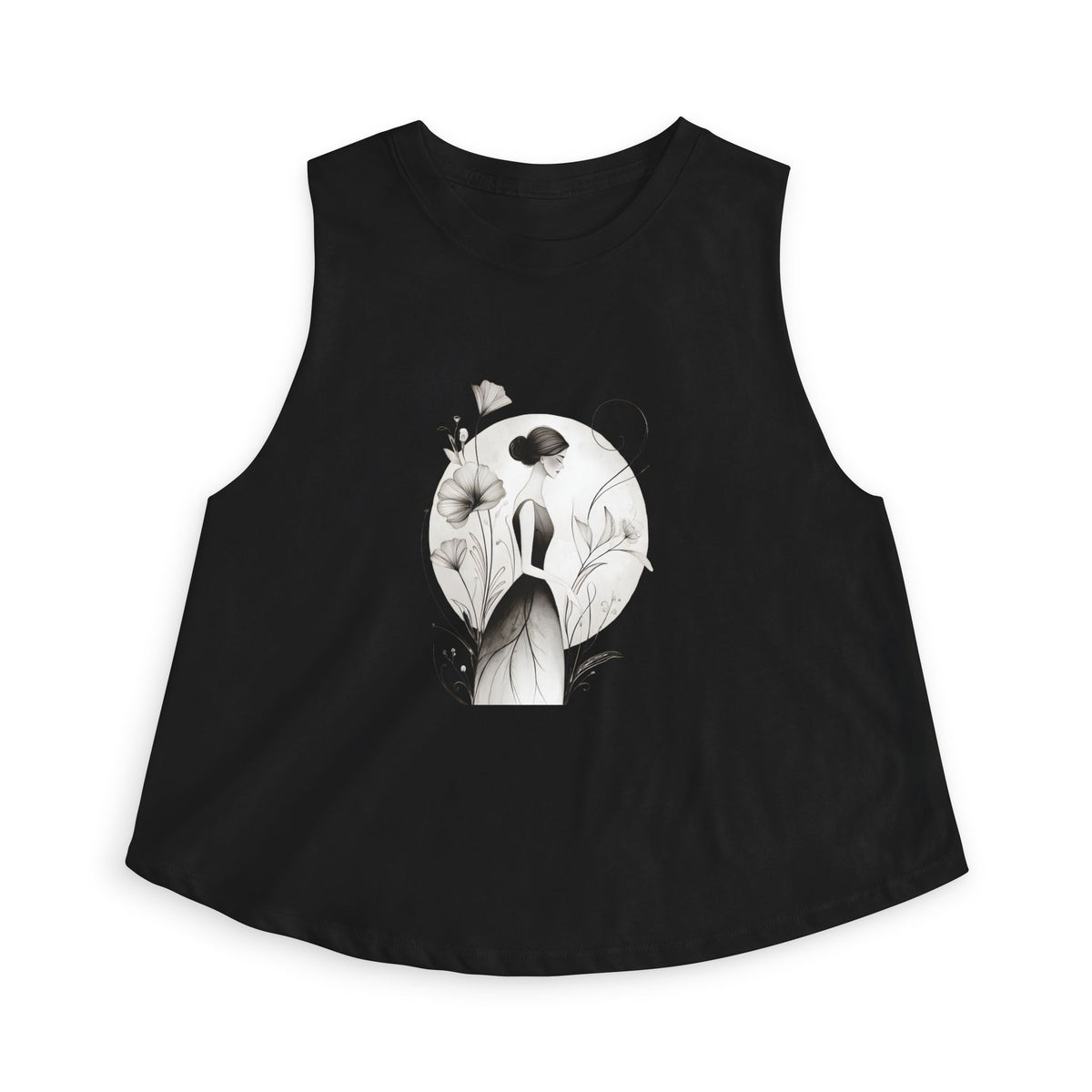 Floral Portrait Crop Top — Minimalist Botanical Art Tank