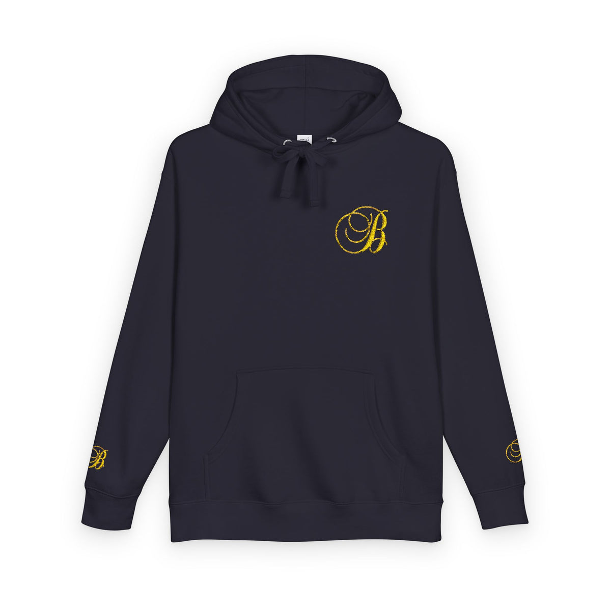 Coral Gold Floral Initial Hoodie — Monogram 'B' Casual Pullover